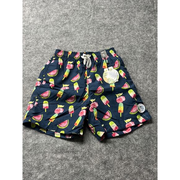 Spicy Tuna Swim Shorts Mens Small Blue Bathing‎ Suit Trunks Pink Popsicle B - Picture 2 of 8